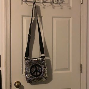Sparkly Crossbody Peace Sign Bag